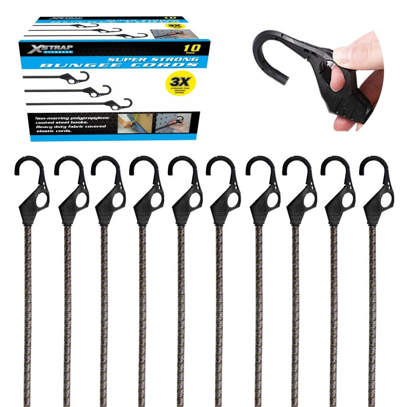 XSTRAP STANDARD 10PK Bungee Cords 32-Inch Heavy Duty Bungee Cords with Hooks, Ideal for Outdoor, Tarp Covers, Canvas Canopies, Motorcycle, Luggage Rack, Cargo - Image 1